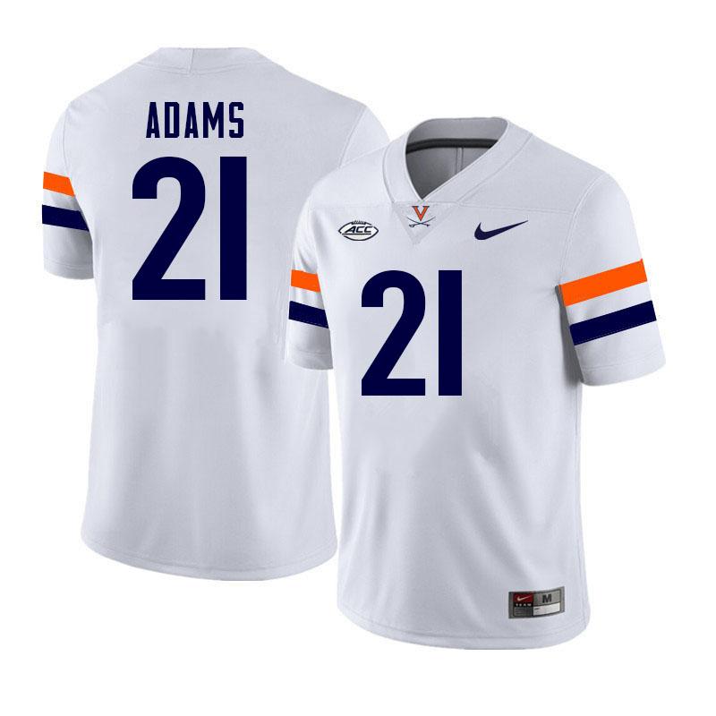 Virginia Cavaliers #21 Keke Adams College Football Jerseys Stitched-White